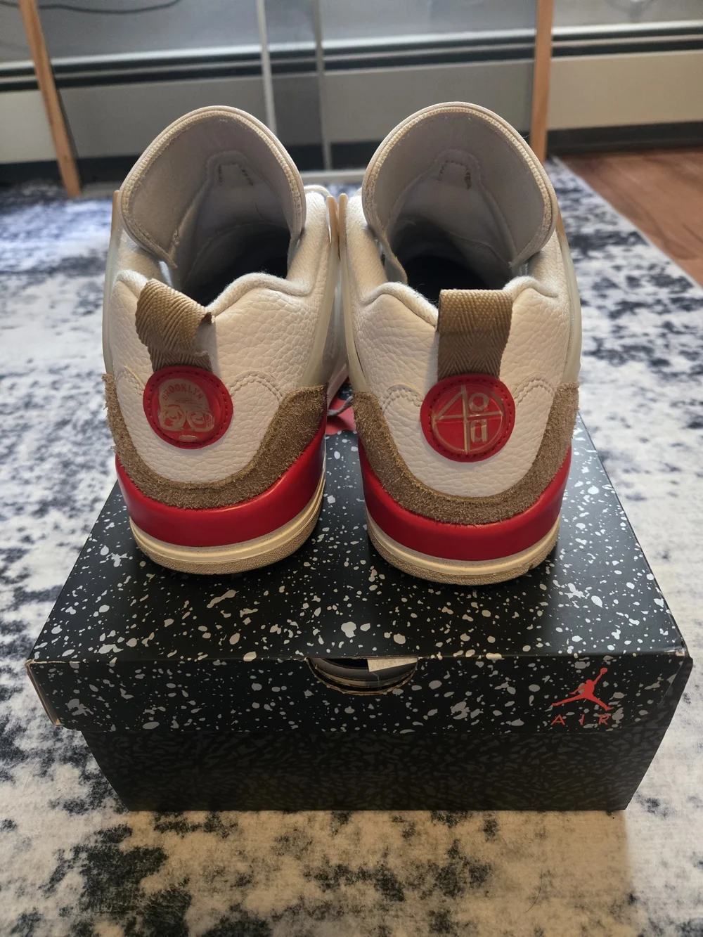Jordan Retro Low-Top Sneakers in White, Tan & Red